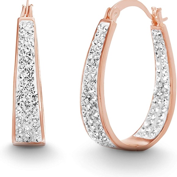 2 Pairs 18K Rose Gold Plated Swarovski Crystal Set - Picture 2 of 3